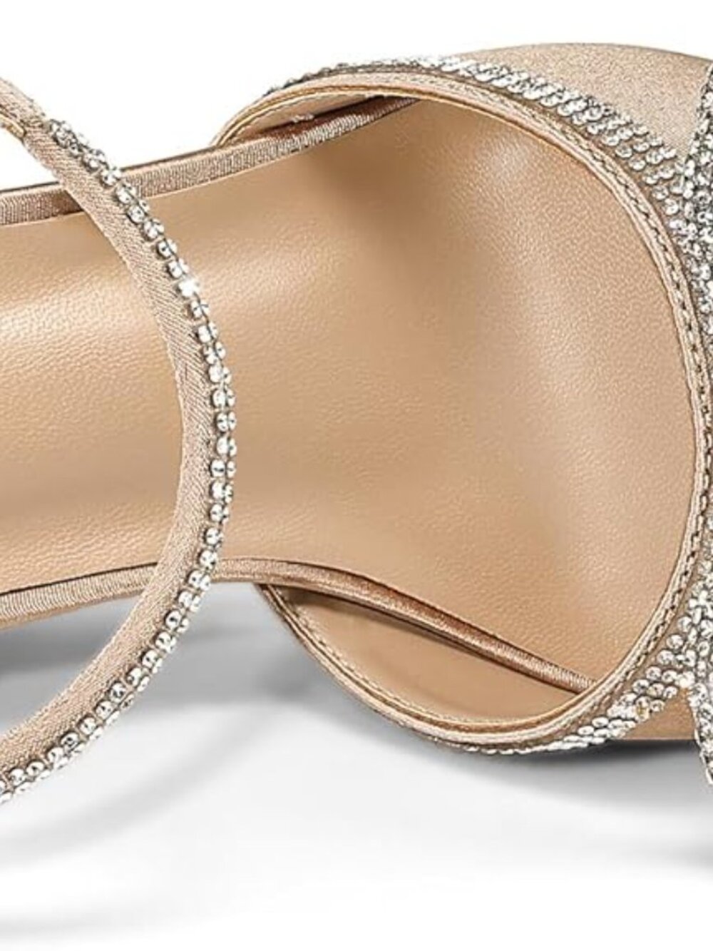 Women's Rhinestone Bow Pumps Wedding Dress Shoes Pointed Toe Ankle Strap Kitten - Picture 5 of 5